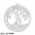 Pendentif arbre de vie en acier inoxydable argenté motif mère et enfant 42x45mm DIY - Silhouette Mère et Enfant (SS2025012012) / Acier