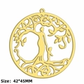 Pendentif Arbre de Vie doré avec silhouette mère et enfant, 42x45mm bijou pour DIY - Silhouette Mère et Enfant (SS2025012012) / Or