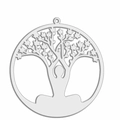 Pendentif de méditation Arbre de Vie argenté au design rond creux pour bijoux DIY - Figure de Méditation de Yoga (SS2025012012) / Acier