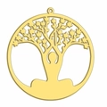 Pendentif rond doré arbre de vie avec silhouette de yoga en méditation - Figure de Méditation de Yoga (SS2025012012) / Or