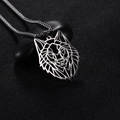 Minimalistische geometrische wolfskop hanger ketting in zilverkleurig roestvrij staal - Wolfskop Zilver