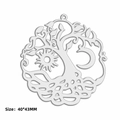 Pendentif arbre de vie argenté en acier inoxydable pour création bijoux DIY 40x43mm - Soleil et Lune Ensemble (SS2025012012) / Acier