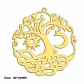 Pendentif arbre de vie doré en acier inoxydable avec motifs soleil et lune - Soleil et Lune Ensemble (SS2025012012) / Or