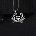 Moderne geometrische holle krab hanger ketting in zilveren roestvrij staal - Krab