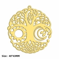Pendentif Arbre de Vie doré 40x43mm avec soleil et lune pour création de bijoux - Étoiles Soleil et Lune (SS2025012012) / Or