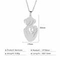 Zilveren moeder en kind silhouet hanger ketting met afmetingen en gewicht specificaties - Mom Kissing Child / Staalkleur
