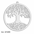 Pendentif Arbre de Vie argenté en acier inoxydable 40x43mm pour bijoux DIY - Branches Luxuriantes (SS2025012012) / Acier