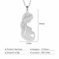 Zilveren roestvrijstalen ketting met een minimalistische hanger van een moederfiguur - Pregnant Mom Heart / Staalkleur