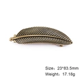 Barrette à cheveux plume dorée vintage pour femme en alliage de 83,5 mm de long - Or Antique