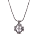 Vintage Celtic cross pendant with box chain in antique silver finish for men - Axe Two