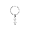 Polished silver metal keychain featuring a minimalist cartoon boy pendant on white background - Silver Single Boy