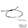 Verstellbares schwarzes Kordelarmband mit silbernem Dreifachmond-Göttin- und Pentagramm-Anhänger - Dreifachmond-Pentagramm-Stahlfarbe