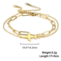Detailansicht goldene doppelreihige Flugzeug-Armband mit 17+5cm Länge und Karabinerverschluss - Stil 3-Doppelkette (Armband) / Gold