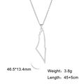 Stainless steel map pendant necklace with minimalist hollow design on a slim chain - 46.5*13.4mm / Hollow Outline Map (Style 4) - Silver