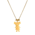 Detail of gold-plated cartoon girl pendant necklace with delicate chain and sliding beads - Gold-Girl