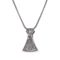 Antique silver Thor's hammer axe pendant necklace with intricate Nordic Viking engravings - Axe One
