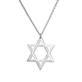 Gepolijste zilveren 304 roestvrijstalen ketting met een geometrische holle Davidster hanger - Hexagram ketting & choker - Staalkleur