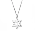 Minimalistische roestvrijstalen ketting met hexagram en holle kruishanger in zilver - Hexagram & smal kruis ketting - Staalkleur