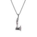 Nordic Viking wolf head axe pendant necklace with intricate Celtic patterns and wheat chain - Small Axe