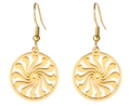 Chic golden hoop earrings with sunburst cutouts and wrapped hook design for women - Gold Hollow Spiral Stripe Round