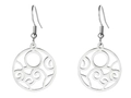 Polished silver geometric hoop drop earrings with sleek wavy design and hook closure - Silver Hollow Cloud Sun Round