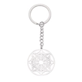 Portachiavi ottagonale in acciaio inossidabile con motivo mandala floreale traforato - Color Acciaio