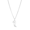 Collana in acciaio inossidabile argento con ciondolo a fiori cavi traforati - Colore Acciaio Bucaneve