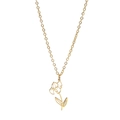 Collana placcata oro con pendente a fiore di nascita traforato su catena sottile - Colore Oro Iris
