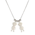 Collana d'argento con due ciondoli a forma di ragazzo dei cartoni e perle su catena sottile - Color Acciaio - 2 Ragazzi