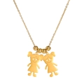 Collana dorata con ciondolo a due bambine e decorazioni di perle d'oro lucide - Color Oro - 2 Ragazze