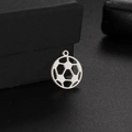 Minimalist 18K silver-colored hollow football pendant with geometric stitch pattern - Steel