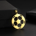Hollow gold stainless steel soccer pendant with bail for DIY necklace and jewelry making - Style A / Gold
