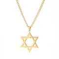 Elegante vergulde hexagram ketting met een stevige Cubaanse schakel voor dames en heren - Hexagram ketting - Goudkleur