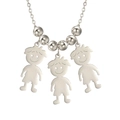 Collana in argento con cinque perline metalliche e tre ciondoli a forma di ragazzo - Argento - 3 Ragazzi