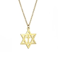 Goud vergulde roestvrijstalen ketting met Davidster en kruis hanger voor heren - Hexagram & smal kruis ketting - Goudkleur