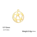 Pendentif football ajouré en acier inoxydable plaqué or 18K de 13x15mm et poids 0,6g - Ballon de football américain / Or
