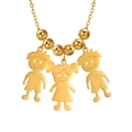 Collana dorata con catena sottile e simpatici ciondoli a forma di ragazzo e ragazza cartoon - Oro - 2 Ragazzi 1 Ragazza