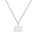 Collier en acier inoxydable argenté poli avec pendentif symbole du signe Verseau - Verseau (ASS2022032408-S) / Argent