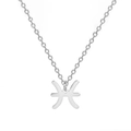Collier minimaliste en acier inoxydable argenté 18K avec pendentif signe Poissons - Poissons (ASS2022032411-S)