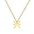 Collier en acier inoxydable plaqué or 18K avec pendentif signe du zodiaque Poissons - Poissons (ASS2022032411-G)