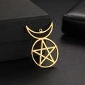 Detailed view of 18K gold plated stainless steel star and moon charm on jewelry box - Gold