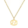 Collier signe du zodiaque Cancer en acier inoxydable plaqué or 18K avec chaîne en O - Cancer (ASS2022032404-G)