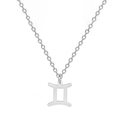 Collier minimaliste argenté avec pendentif signe Gémeaux sur chaîne en acier - Gémeaux (ASS2022032401-S)
