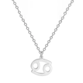 Collier avec pendentif signe du Cancer en argent poli et chaîne fine en acier inoxydable - Cancer (ASS2022032404-S)