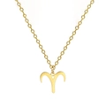Collier en acier inoxydable plaqué or 18K avec un pendentif bélier minimaliste - Bélier (ASS2022032412-G)