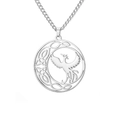 Silver phoenix necklace with celtic knot and crescent moon pendant design - Necklace / Steel