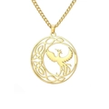 Golden phoenix pendant necklace featuring intricate Celtic knot work on curb chain - Necklace / Gold