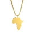 Collana con ciondolo mappa Africa in acciaio inossidabile placcato oro 18k e catena box - Mappa dell'Africa / Oro