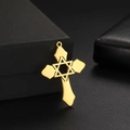 Polished 18K gold hexagonal star and cross pendant necklace on a jewelry gift box - Pendant / Gold