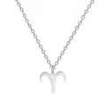 Collier pendentif signe Bélier en acier inoxydable poli argenté avec chaîne en O - Bélier (ASS2022032412-S)